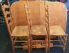 Table with 6 Ladder Back Rush Seat Chairs and 2 Extra Leaves - 10
