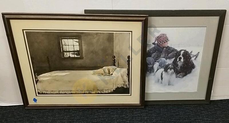 Two Framed Prints Featuring Dogs