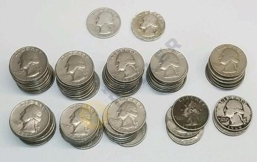 A Silver 1934 and 1945 Washington Quarters and 1965 - 1969 Quarter Coins