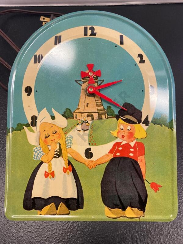 Vintage Tin Electric Wall Clock