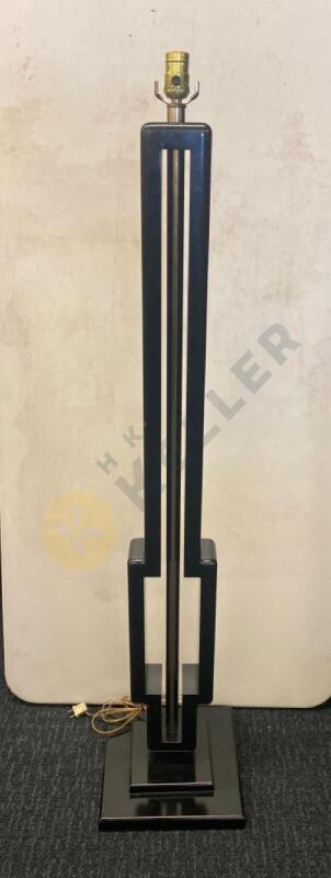 Vintage 1980s Tall Black and Brass Floor Lamp