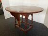 Round Cherry Wood Drop Leaf Table with Drawer - 2