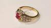 18K Gold GE Ring with Red Stone - 2