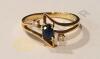 14 Gold Ring with Blue Stone and Diamonds - 2