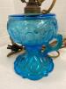 Teal Glass Table Lamps and a Candle Holder - 3