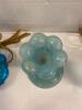 Teal Glass Table Lamps and a Candle Holder - 5