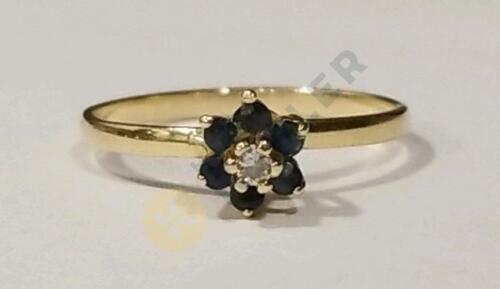 14K Gold with Blue and Clear Stones