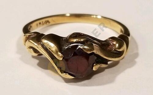 14K Gold Ring with Red Stone