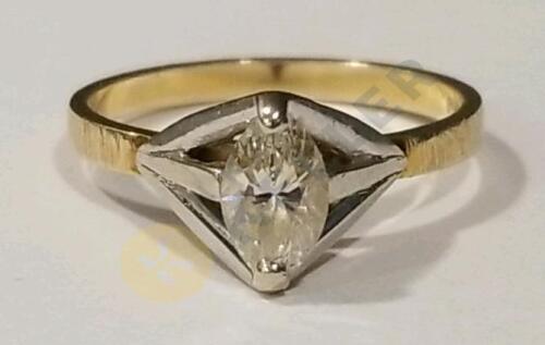 14K Gold Marquise Diamond Solitaire Ring