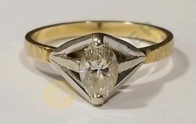14K Gold Marquise Diamond Solitaire Ring