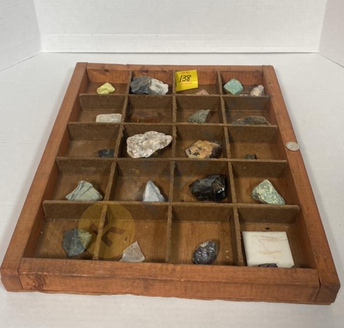 Rock Collection in Wooden Divided Tray