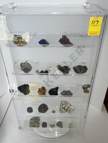 Display Case with Crystals, Rocks, and More