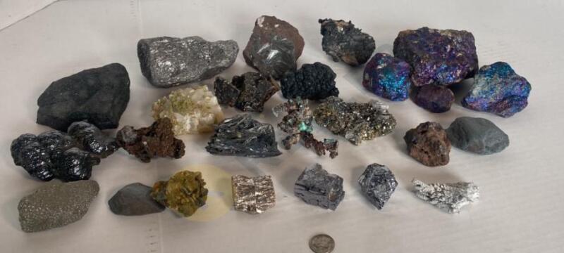 Arsenopyrite, Copper Pieces, Stibnite, and More