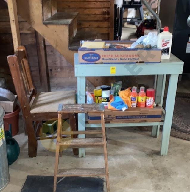 Wooden Step Ladder, Wood Potting Bench, and More