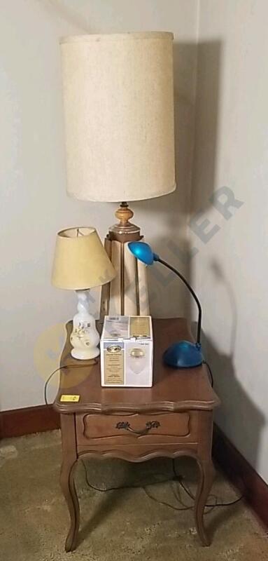 Side Table and Lamps