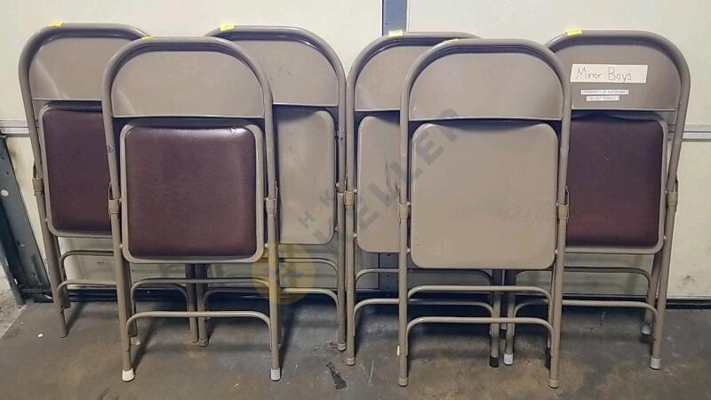 3 Padded And 3 Nonpadded Metal Folding Chairs