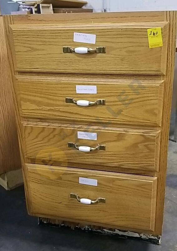 4 Drawer Oak Front Under Counter Storage Cabinet