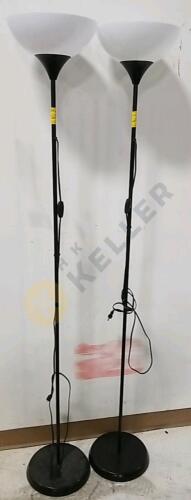 Pair of Metal Floor Lamps With Plastic Shades