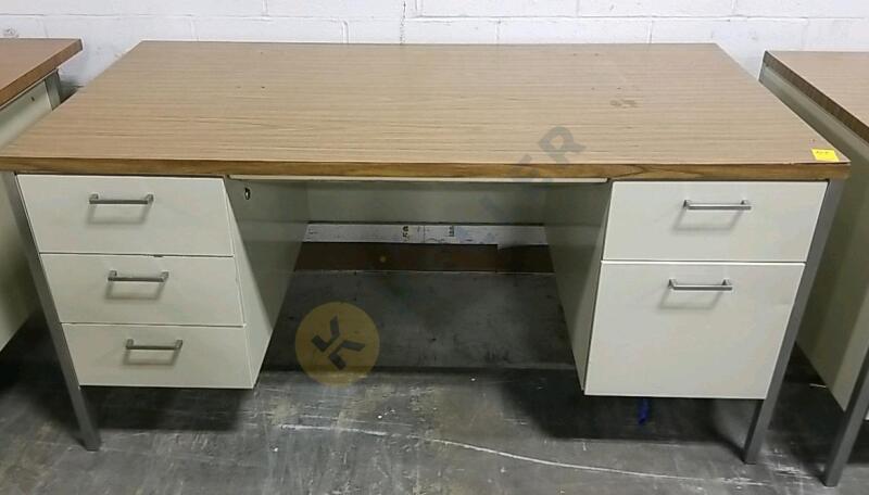 Metal Desk With Wooden Laminate Top