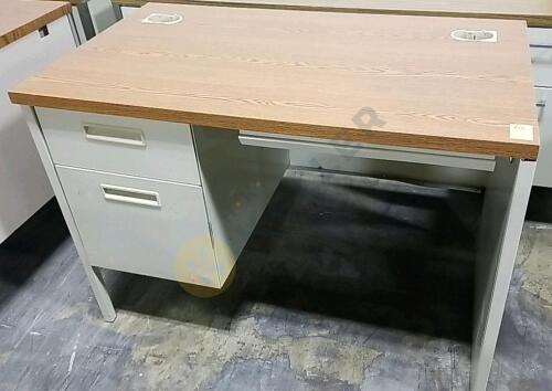 Metal Desk With Wooden Veneer Top