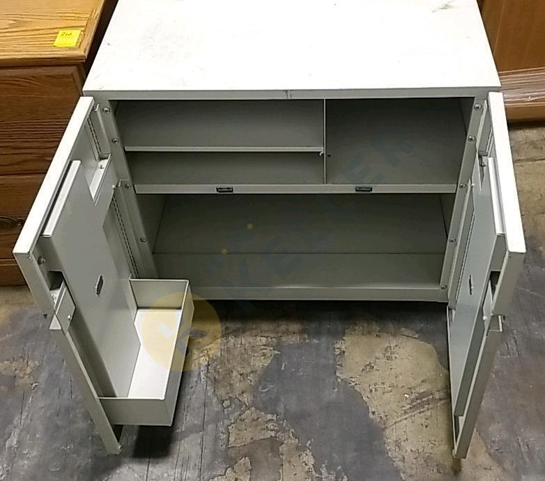 Metal Rolling Sharp Copier Stand and Side Table With Drawers