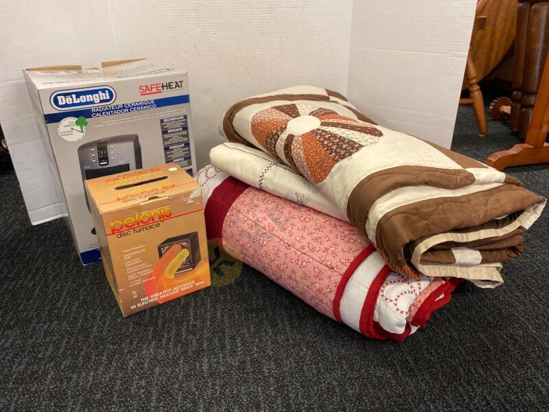 Delinghi Ceramic Heater, Quilts, and More