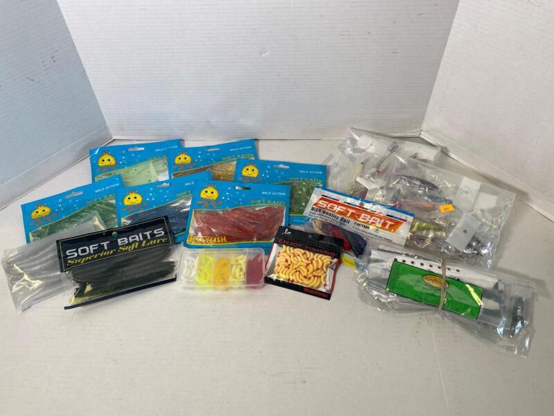 Variety of Soft Fish Baits, Jerk Baits, and Fish Eye Stickers