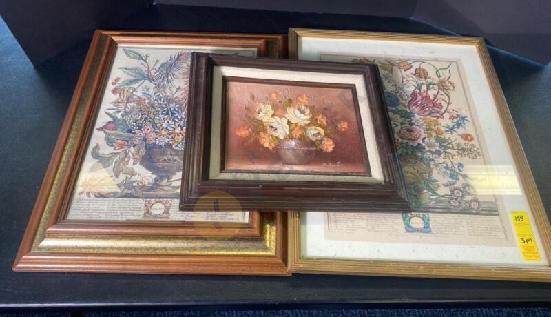 S. Barton Signed and Framed Floral Oil Painting and More