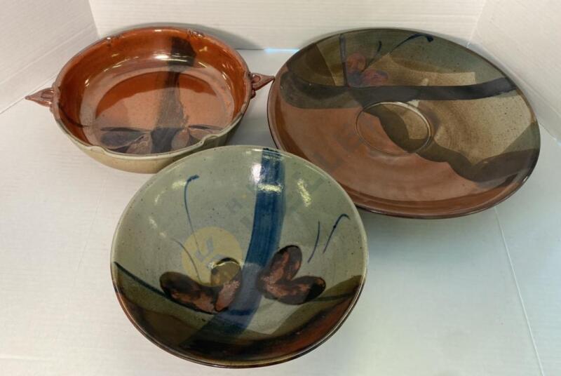 Stoneware Platter and Bowls