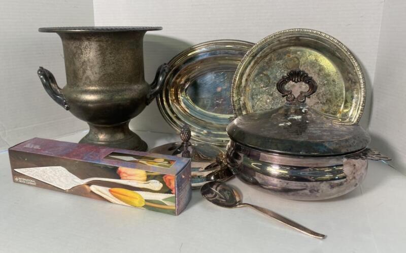 Silver Plated Ice Bucket, Sheffield Silver Co. Casserole Dish, and More