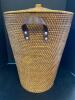 Wicker Hamper with Leather Handles and Lid - 5