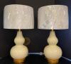 New Pair of Safavieh Karlen Glass and Gold Gourd Table Lamps