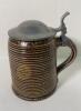 Vintage West Germany Brown Pottery Stein with Pewter Lid