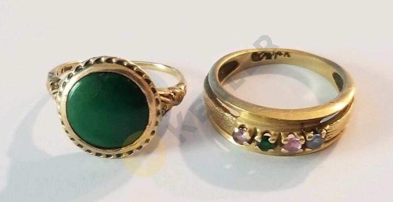 Two 14K Yellow Gold Rings with Stones
