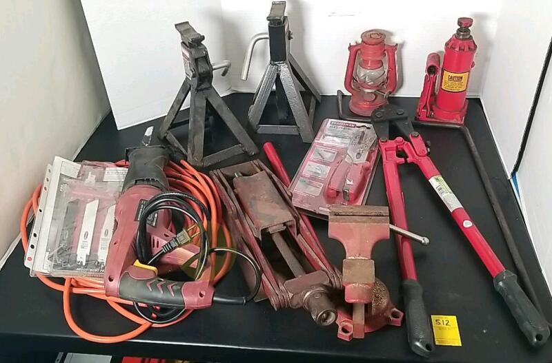 Jack Stands, 24" Bolt Cutters, 3.5" Bench Vice, Reciprocal Saw, and More