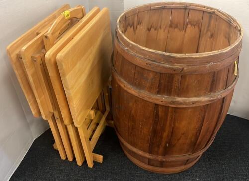 Wooden Barrel and Tray Tables