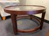 Round Wooden Coffee Table With Glass Insert - 2