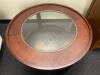 Round Wooden Coffee Table With Glass Insert - 3