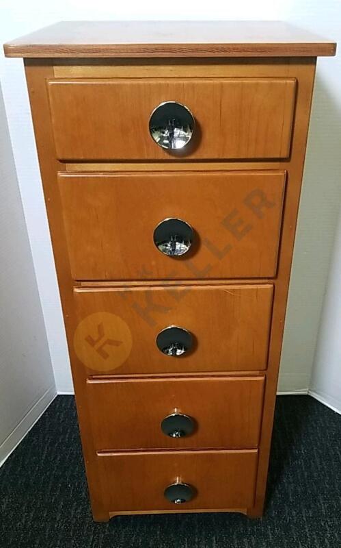 5 Drawer Narrow Tall Dresser With Chrome Knobs