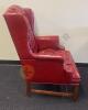 Mid-Century Chesterfield Wine Red Tufted Faux Leather Wingback Chair - 4