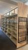 Double Sided Metal Bookshelves with Wood Endcaps and Attached Metal Rack - 8