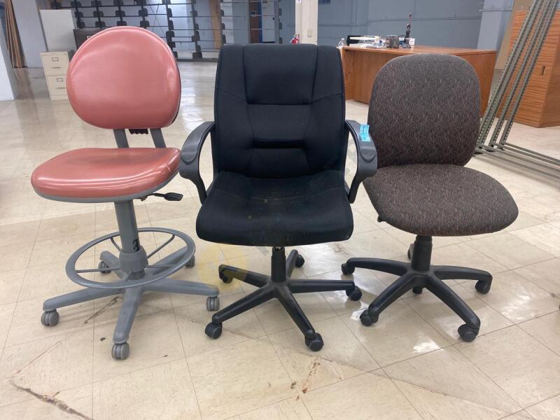3 Adjustable Rolling Office Chairs