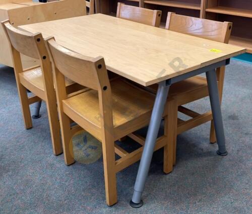 Wooden Children’s Table and 4 Chairs