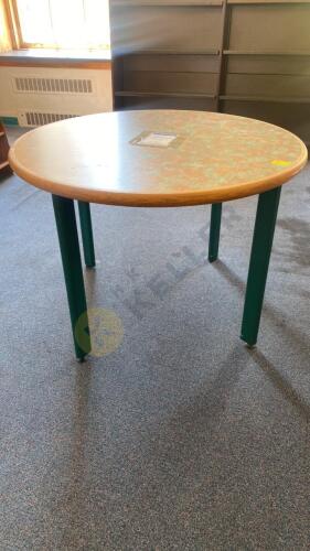 Round Wooden Table with Metal Legs