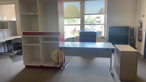 Cubby Units, Work Table, and Filing Cabinet