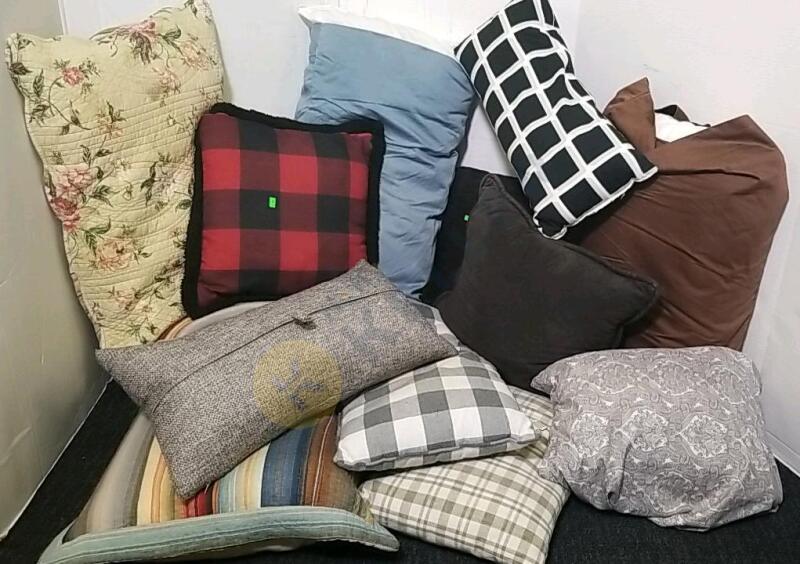 Assortment of Decorative Throw Pillows