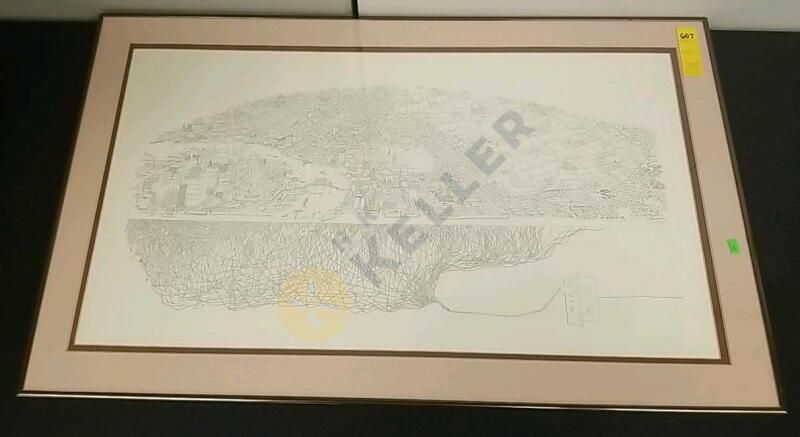 Framed Bruce Johnson Lithograph from 1974