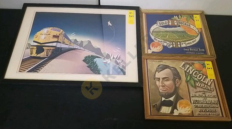 3 Framed Advertisement Prints