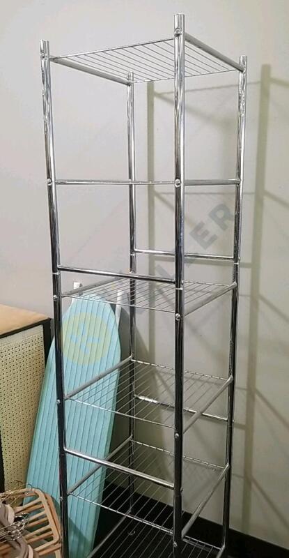 Vintage Metal Hamper, Metal Shelf Tower, and More