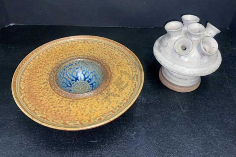 Pottery Bowl and Bud Vase